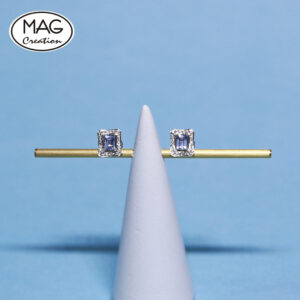 “Halo Collection”18K白金 天然海藍寶 天然鑽石 耳環