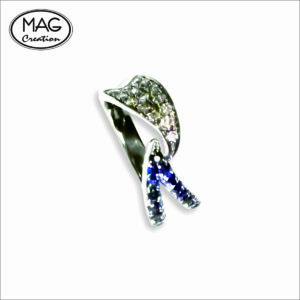 “Silvia Collection”18K 白金 天然藍寶石 天然鑽石 戒指